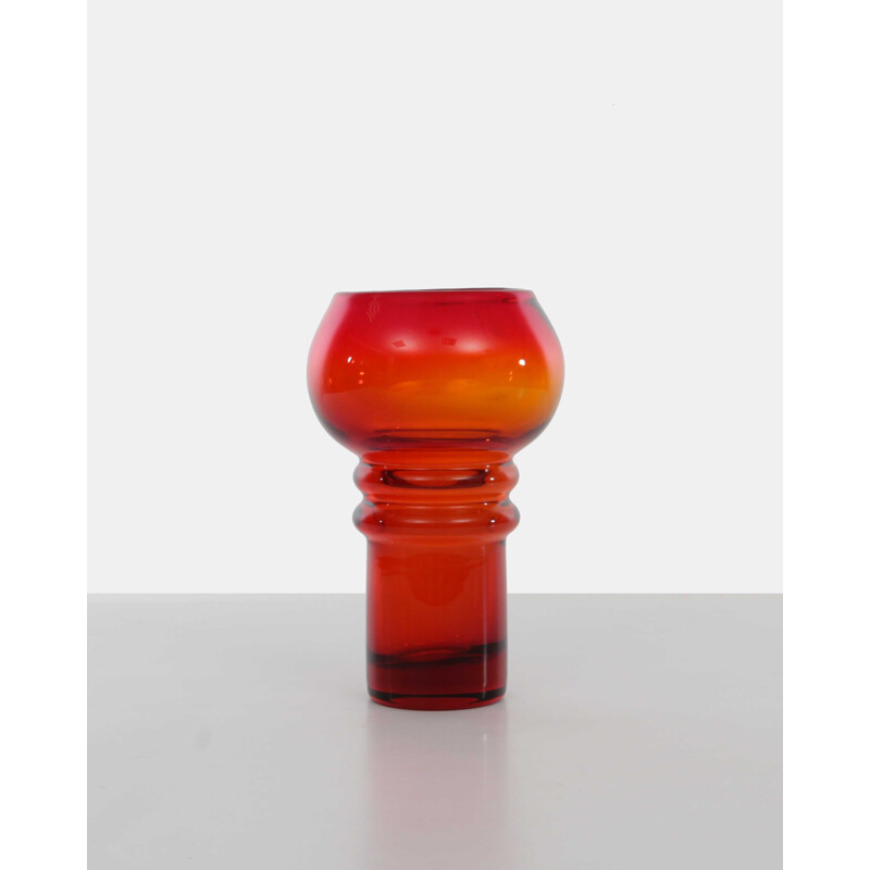 Vase vintage rouge orangé de Zbigniew Horbowy - 1980