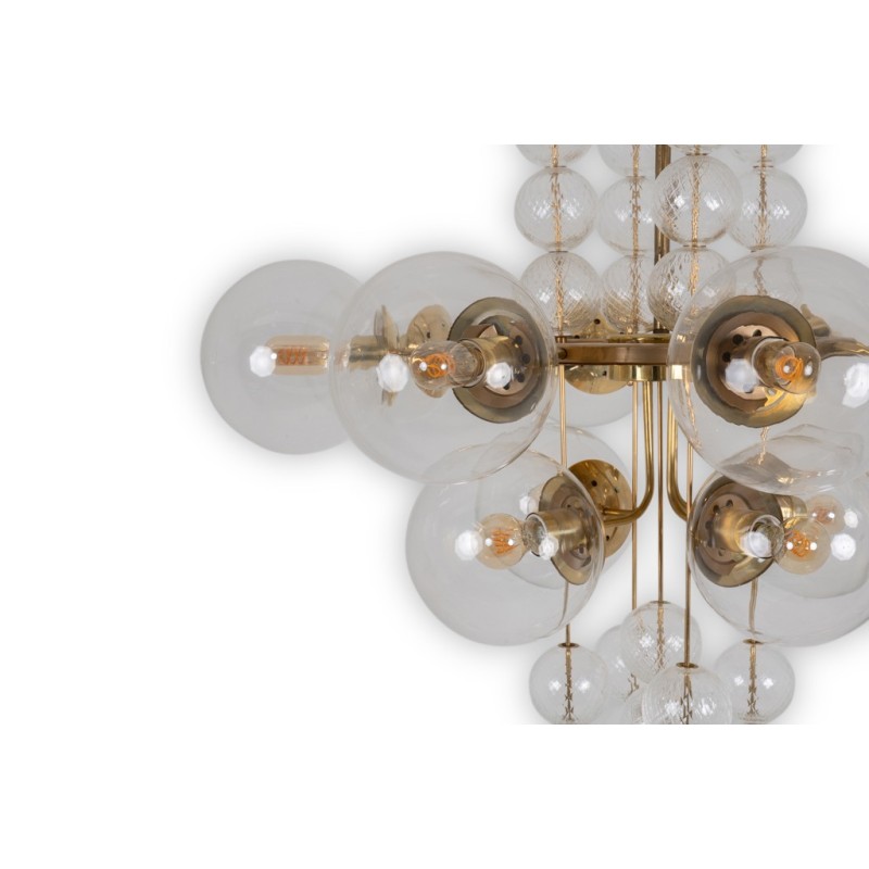 Vintage blown glass chandelier by Jaroslav Bejvl for Kamenický Šenov, 1960