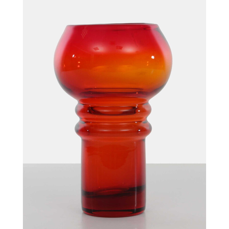 Vase vintage rouge orangé de Zbigniew Horbowy - 1980