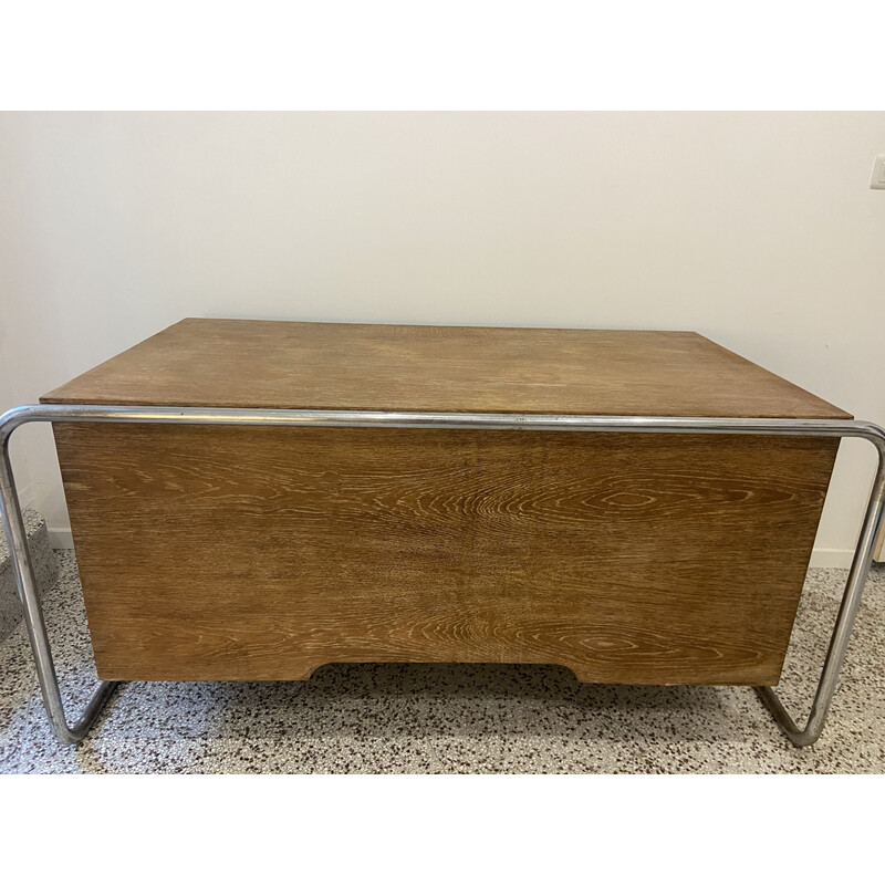Vintage desk in stained oak and chrome by Marcel Breuer, 1930