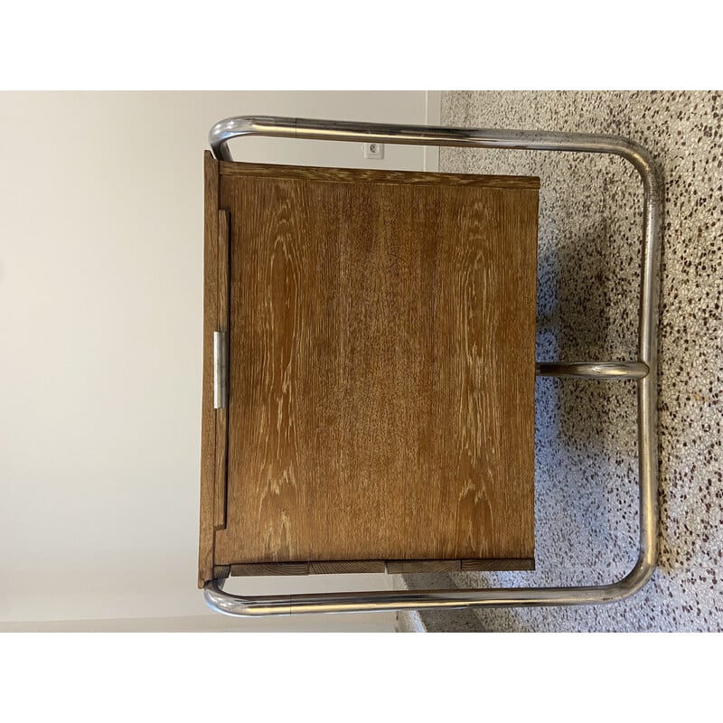 Vintage desk in stained oak and chrome by Marcel Breuer, 1930