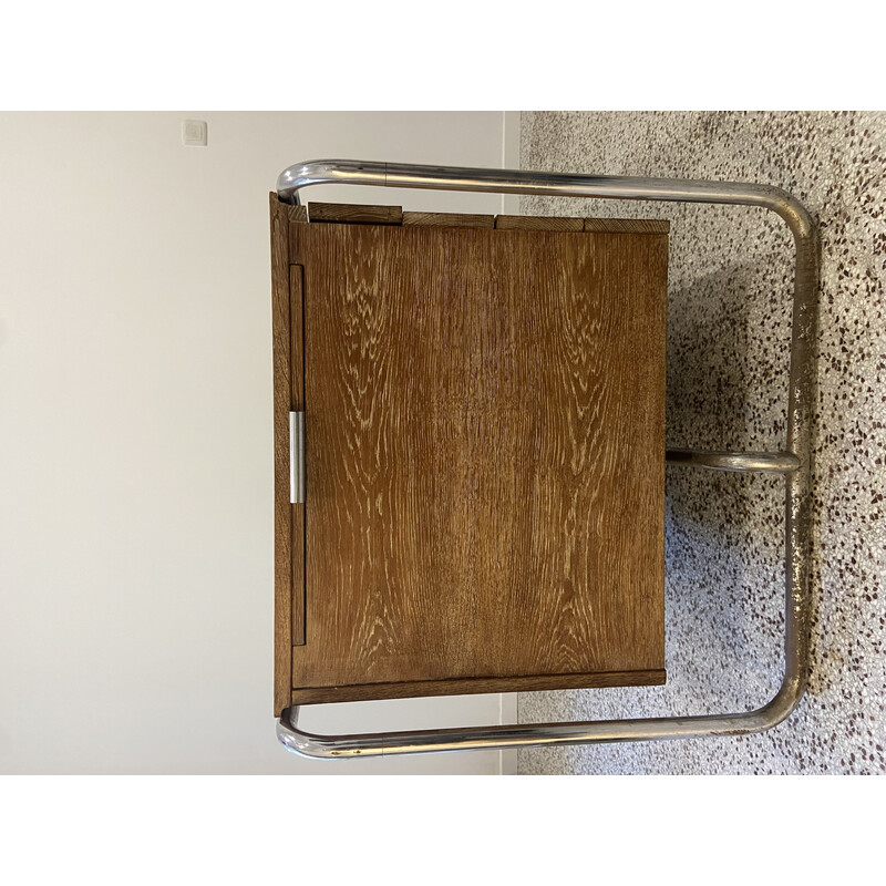 Vintage desk in stained oak and chrome by Marcel Breuer, 1930