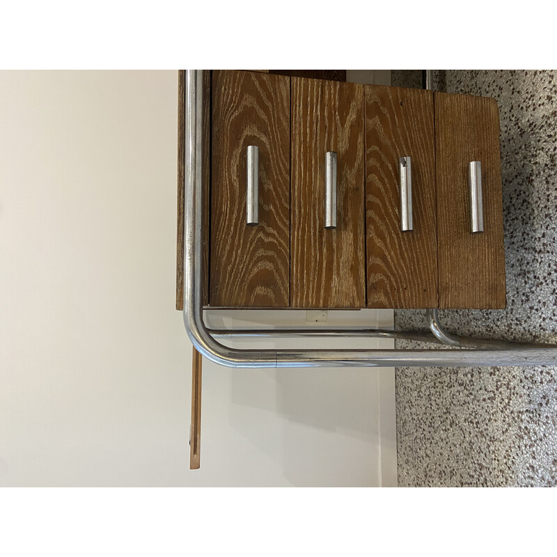 Vintage desk in stained oak and chrome by Marcel Breuer, 1930