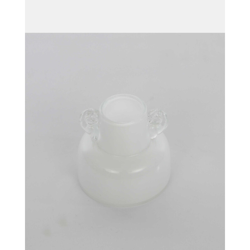 Small white glass vintage vase - 1980s