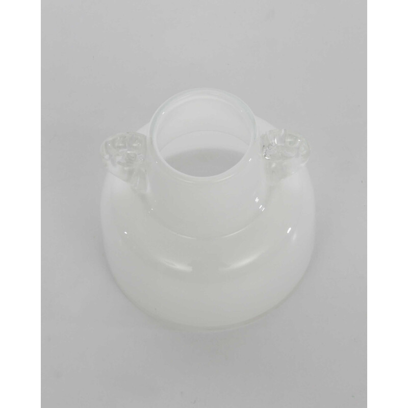 Small white glass vintage vase - 1980s