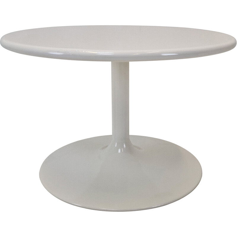 Table basse ronde vintage en bois blanc et métal par Pierre Paulin pour Artifort, 1970