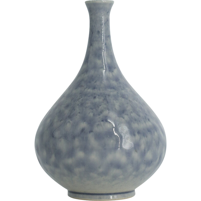 Azur Vase aus Steingut von Gunnar Borg für Höganäs Keramik, Schweden 1960