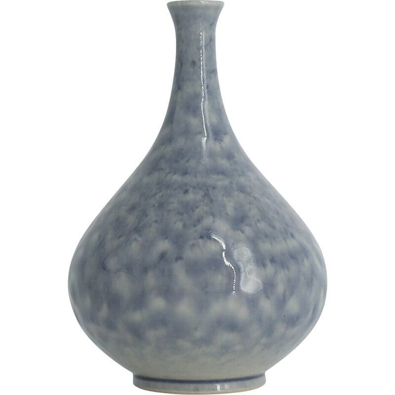 Vase de collection vintage en grès Azur par Gunnar Borg pour Höganäs Keramik, Suède 1960