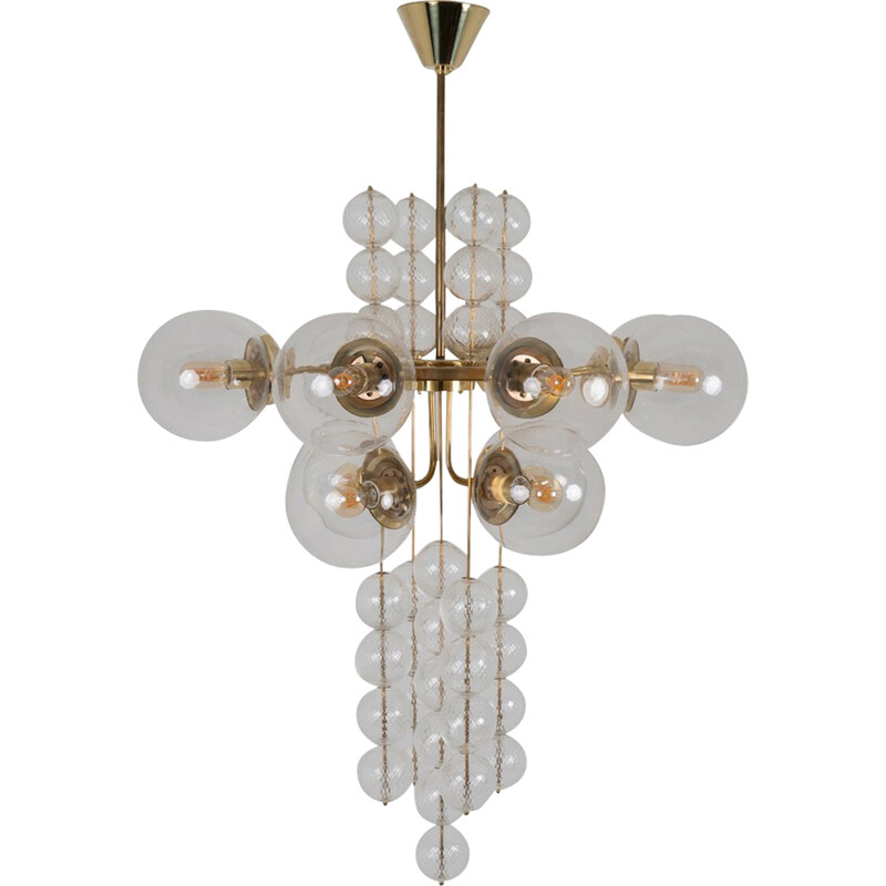 Vintage blown glass chandelier by Jaroslav Bejvl for Kamenický Šenov, 1960