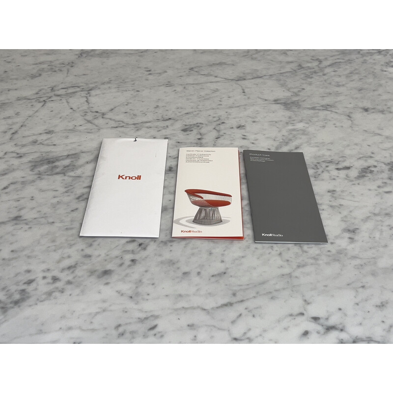 Mesa de jantar vintage em mármore e aço de Warren Platner para Knoll, 2015
