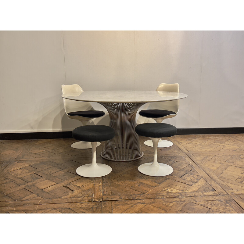 Mesa de jantar vintage em mármore e aço de Warren Platner para Knoll, 2015