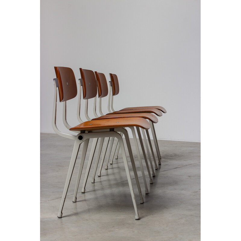 Conjunto de 4 cadeiras de jantar vintage em madeira Revolt de Friso Kramer para Ahrend de Cirkel, 1950