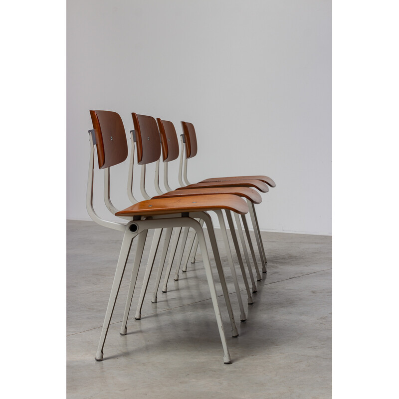 Set of 4 vintage Revolt wooden dining chairs by Friso Kramer for Ahrend de Cirkel, 1950