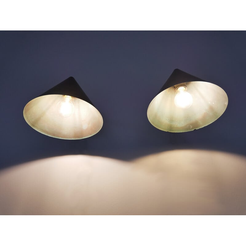 Pair of vintage Tratten wall lights in patinated copper by Hans-Agne Jakobsson, Sweden 1950
