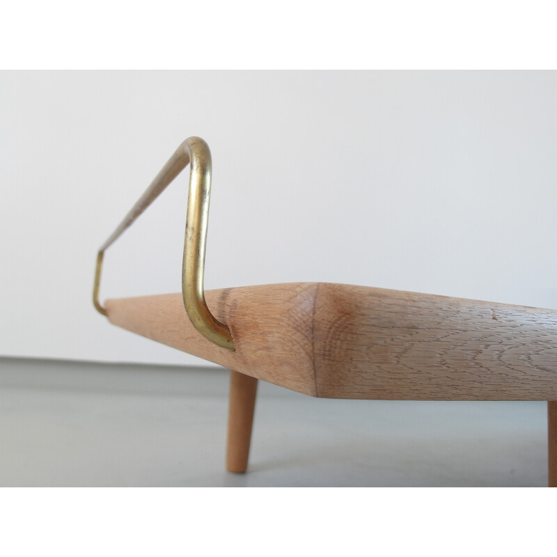 Vintage daybed model GE19 in oak and linen by Hans Wegner for Getama, Denmark 1956