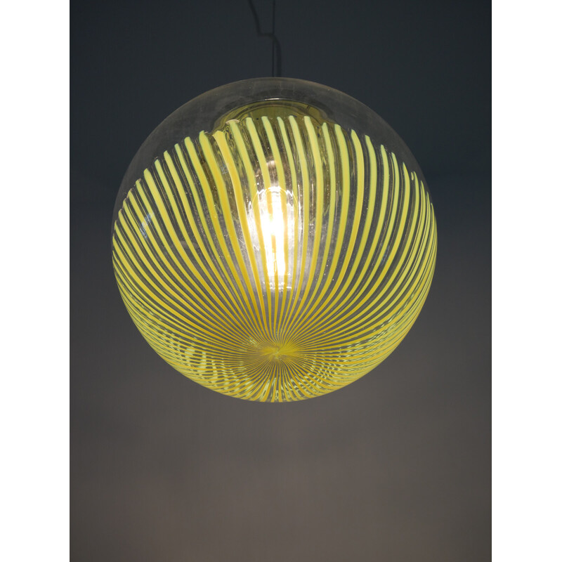 Vintage glass globe pendant lamp by Paolo Venini, Italy 1970