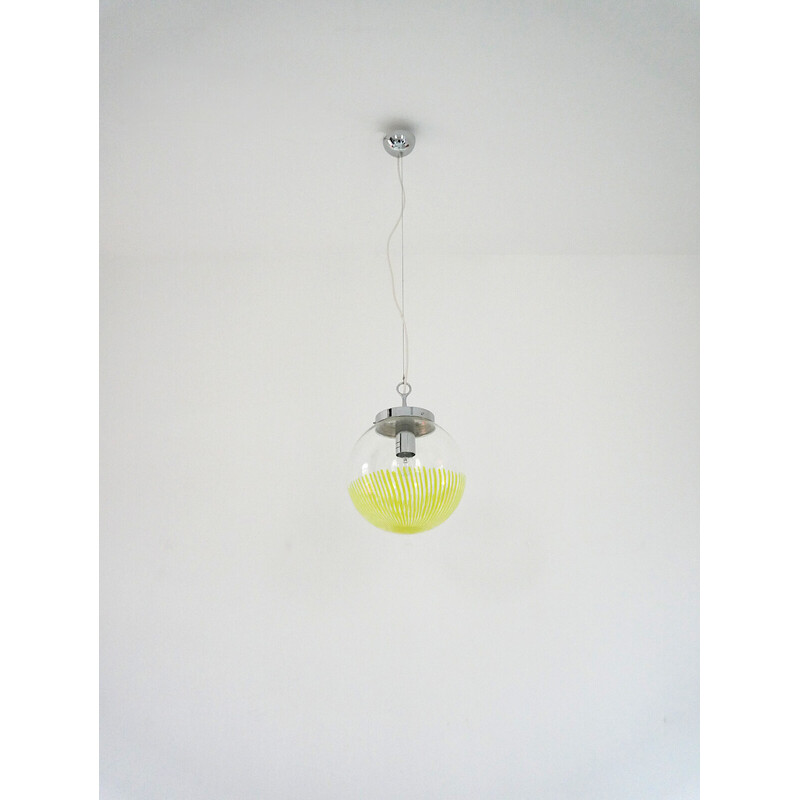 Vintage glass globe pendant lamp by Paolo Venini, Italy 1970