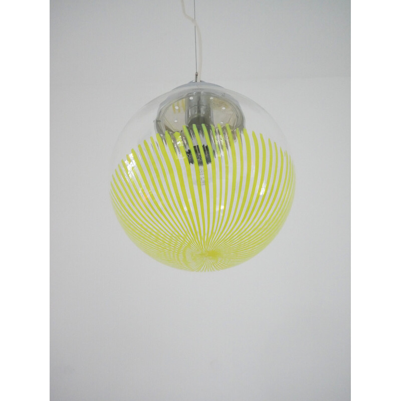 Vintage glass globe pendant lamp by Paolo Venini, Italy 1970