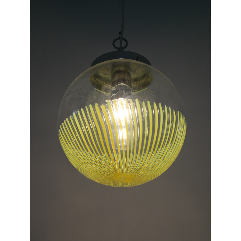 Vintage glass globe pendant lamp by Paolo Venini, Italy 1970