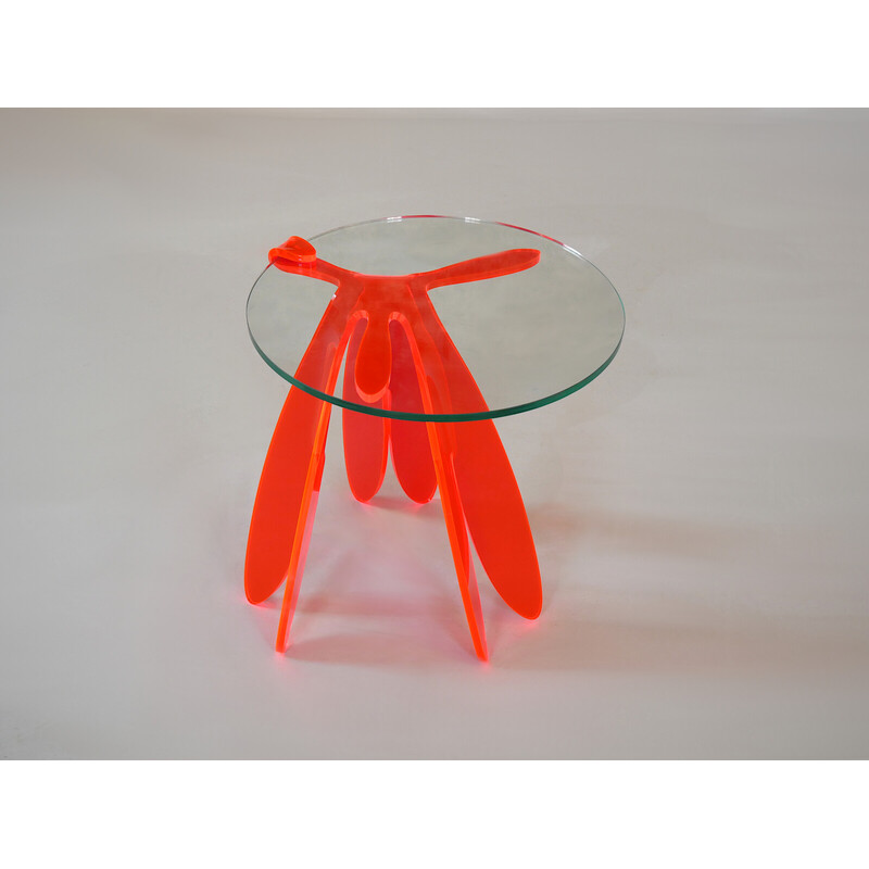 Vintage Libellula side table in recycled Pmma and glass by Pulpas Studio, Spain 2020