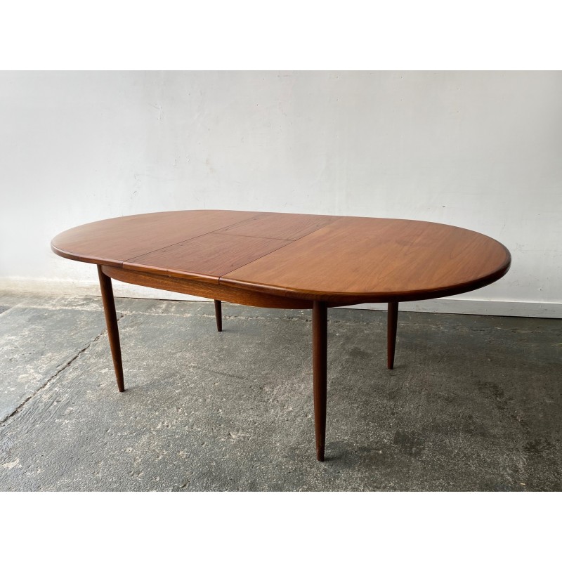 Ensemble à repas vintage en hêtre et similicuir noir par Victor Wilkins pour Schreiber Furniture