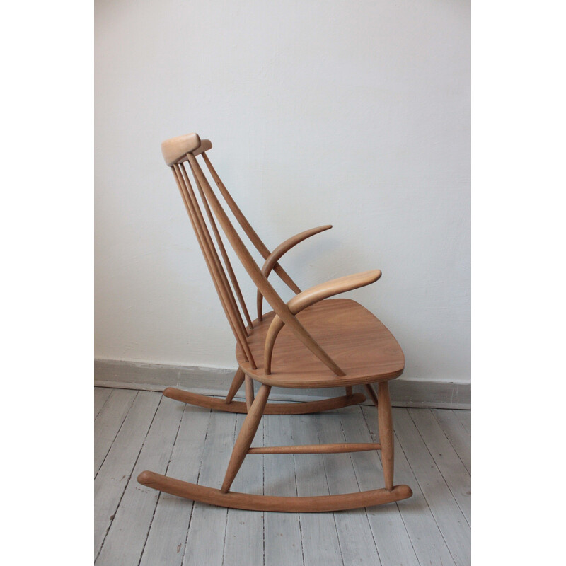 Cadeira de baloiço vintage de Illum Wikkelsø para Niels Eilersen, Dinamarca 1958