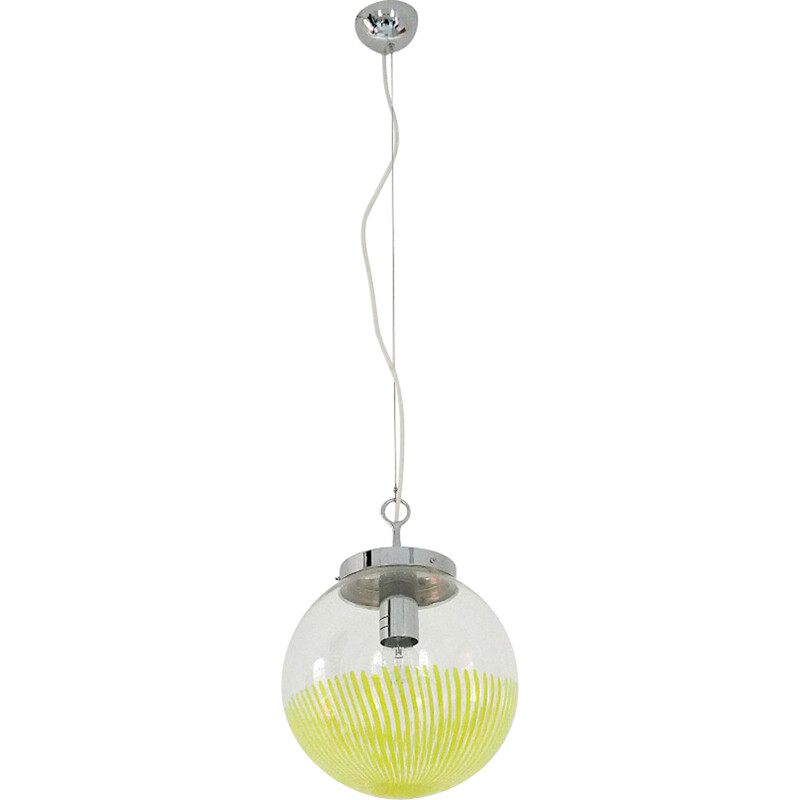 Vintage glass globe pendant lamp by Paolo Venini, Italy 1970