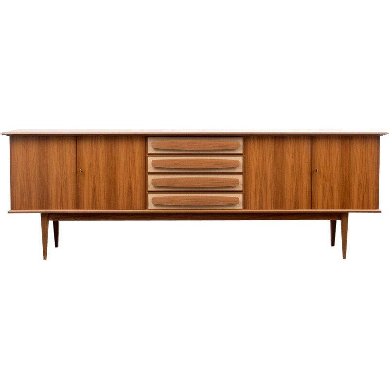 Large walnut sideboard with lockable doors - 1960s