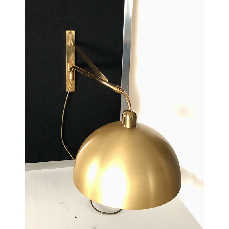 Vintage telescopic wall lamp in gold metal, Italy 1960