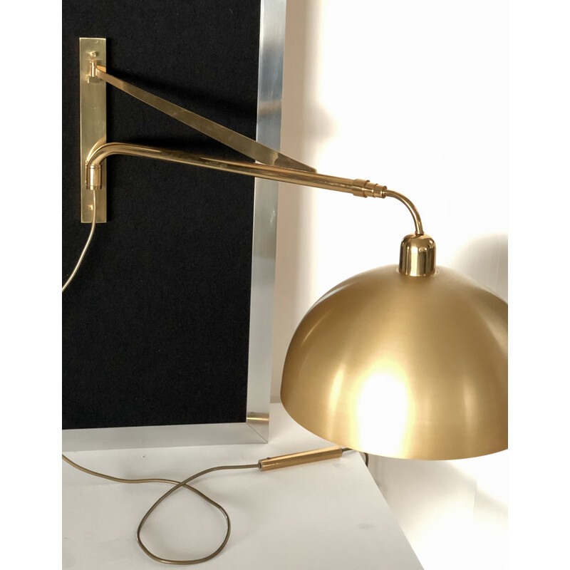 Vintage telescopic wall lamp in gold metal, Italy 1960