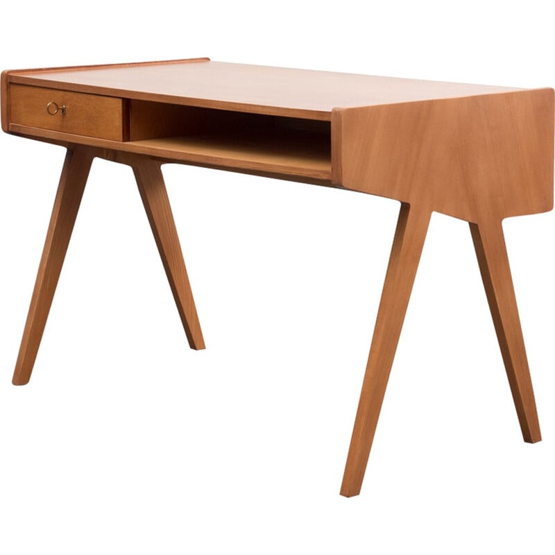 Vintage walnut desk by Helmut Magg - 1950s