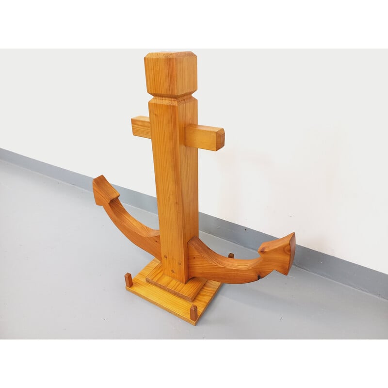 Vintage decorative anchor in pine wood