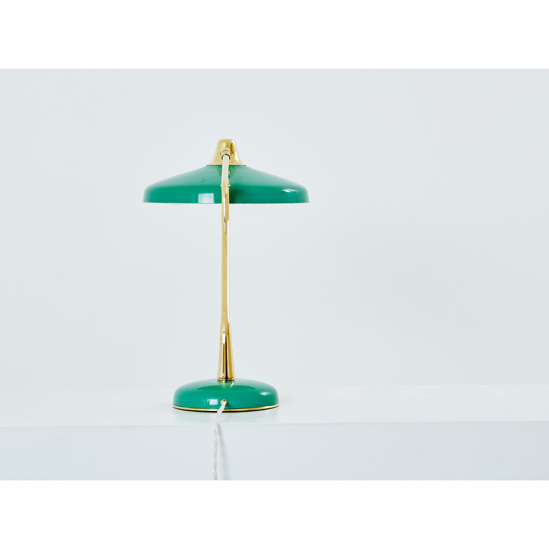 Lampe de table vintage en laiton massif et métal par Oscar Torlasco pour Stilux Milano, Italie 1950