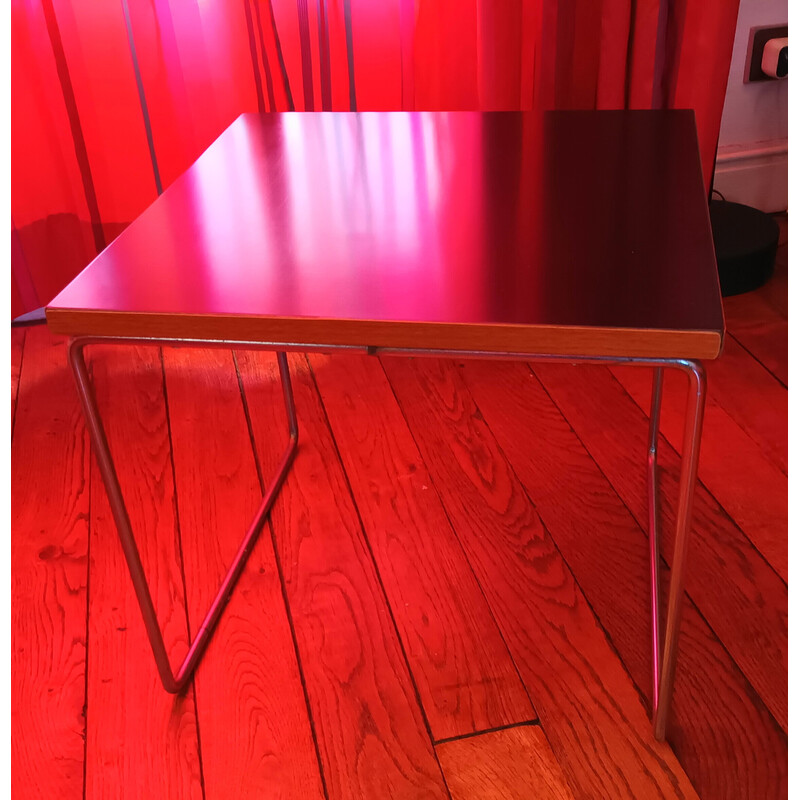 Vintage black formica and metal table by Pierre Guariche for Steiner, 1950