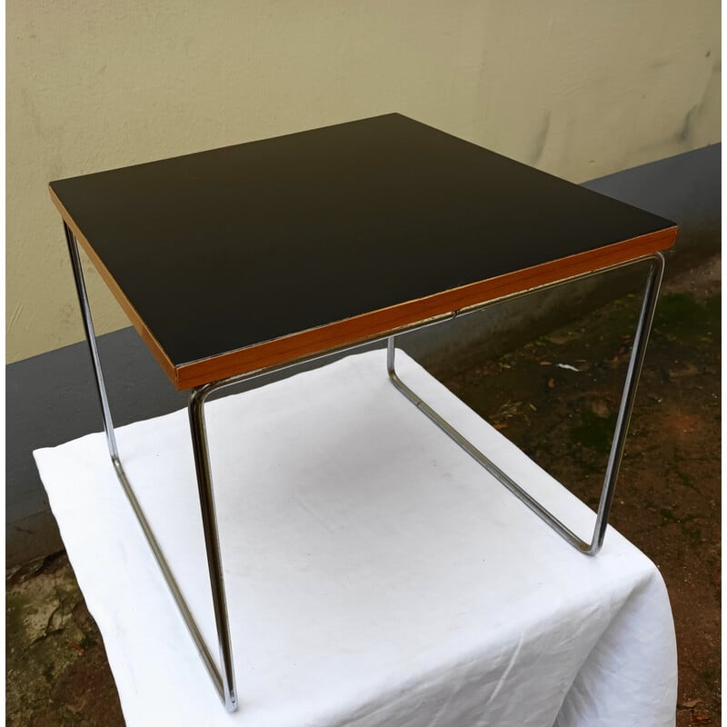 Tavolo vintage in formica nera e metallo di Pierre Guariche per Steiner, 1950