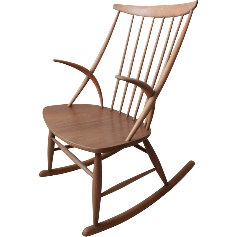 Vintage schommelstoel van Illum Wikkelsø voor Niels Eilersen, Denemarken 1958