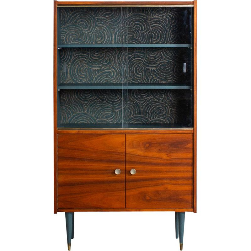 Vintage walnut and glass sideboard