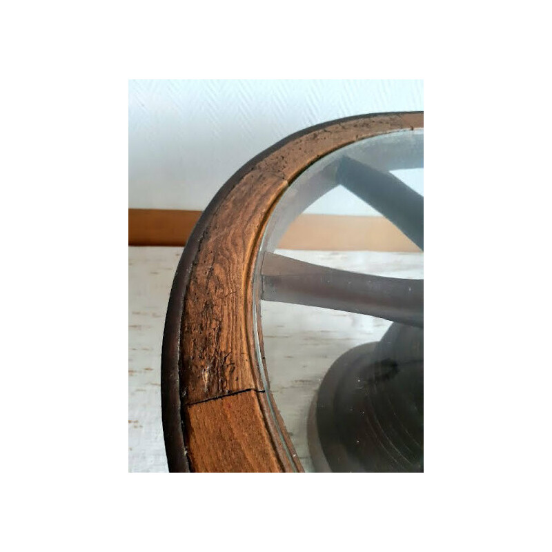 Table basse vintage roue en bois massif
