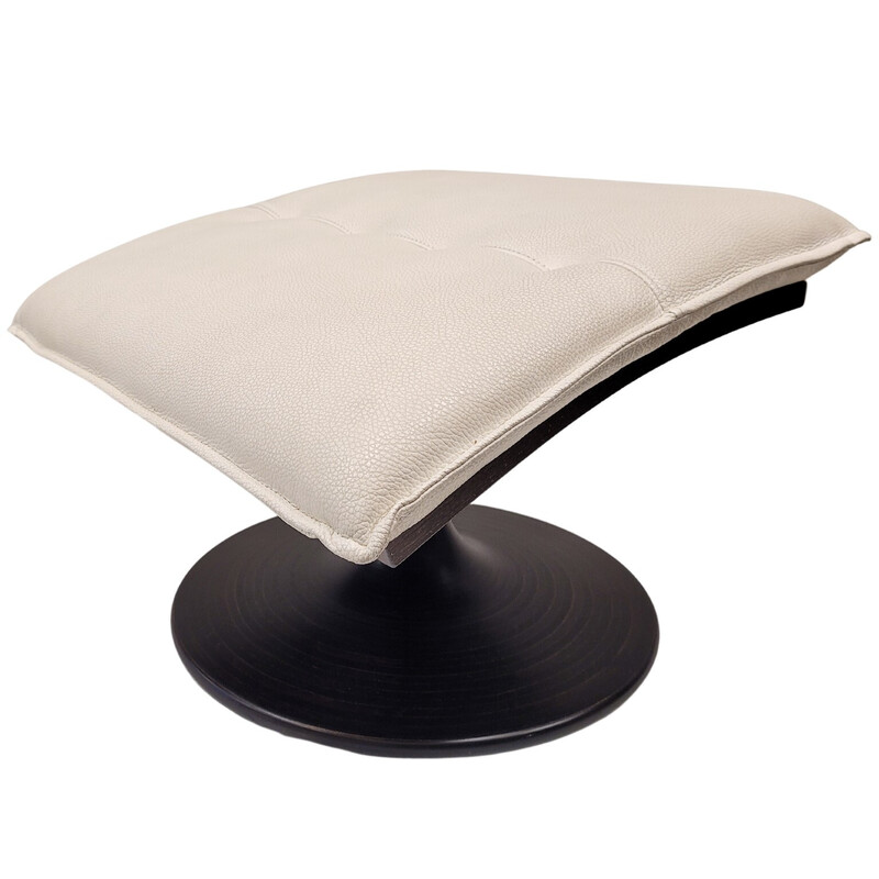 Vintage footrest in solid beech and metal for Roche Bobois, France