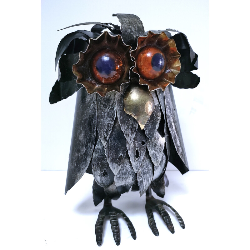 Pair of vintage metal owls, 1970