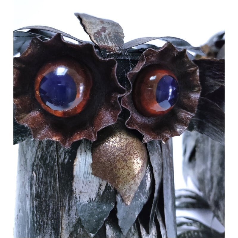 Pair of vintage metal owls, 1970