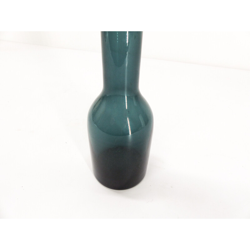 Vintage bottle vase in blue blown glass, 1960