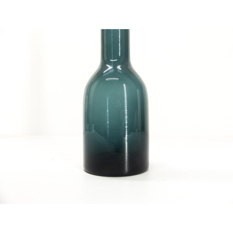Vintage bottle vase in blue blown glass, 1960