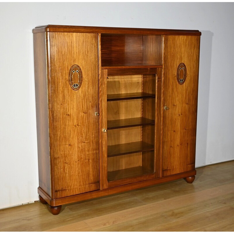 Vintage Art Deco bookcase in blond mahogany, 1940