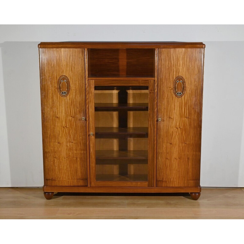 Vintage Art Deco bookcase in blond mahogany, 1940