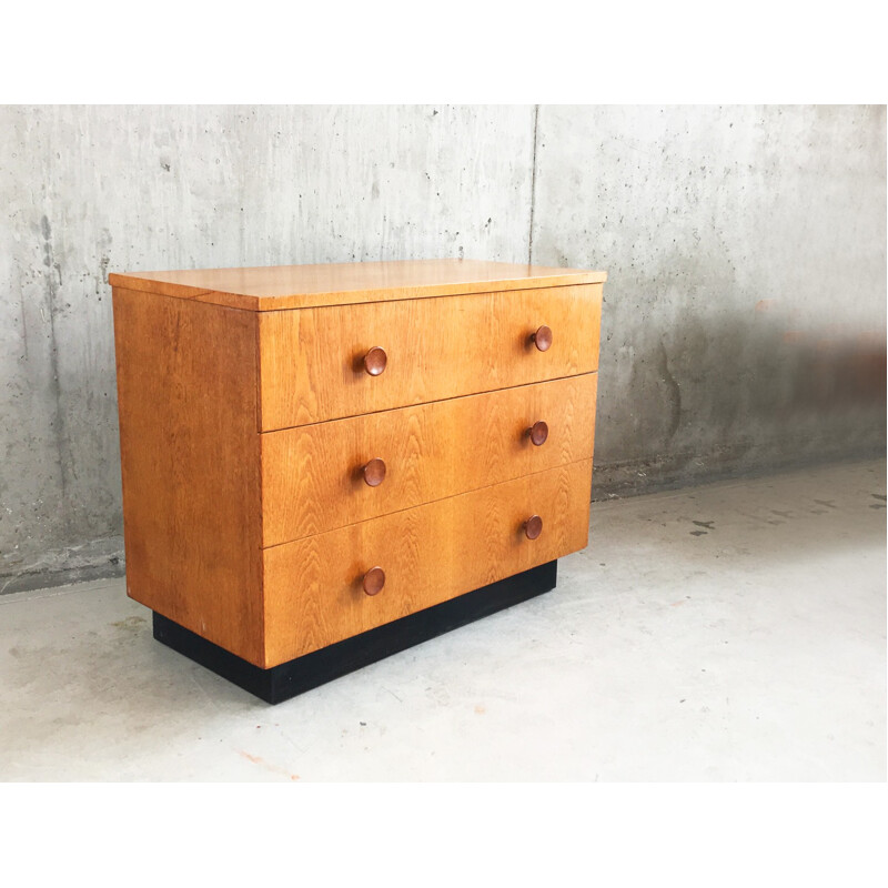 British teak chest of drawers with black base - 1970s