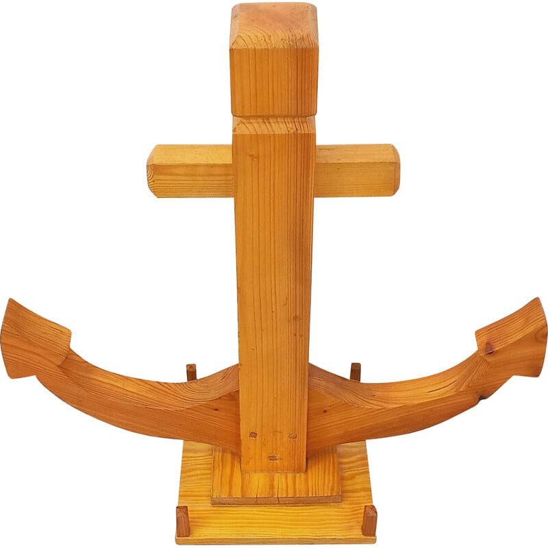 Vintage decorative anchor in pine wood