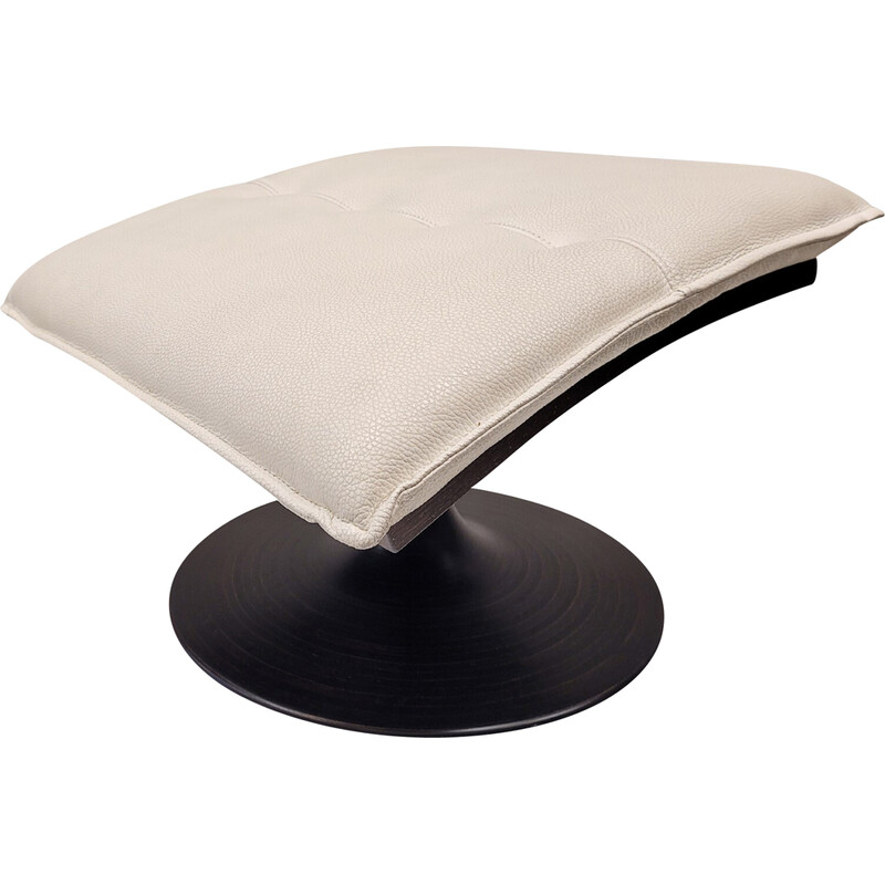 Vintage footrest in solid beech and metal for Roche Bobois, France