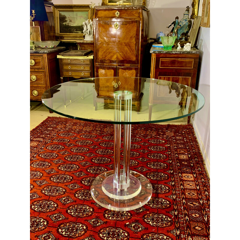 Vintage glass and chrome metal table by Marco Zanuso, Italy