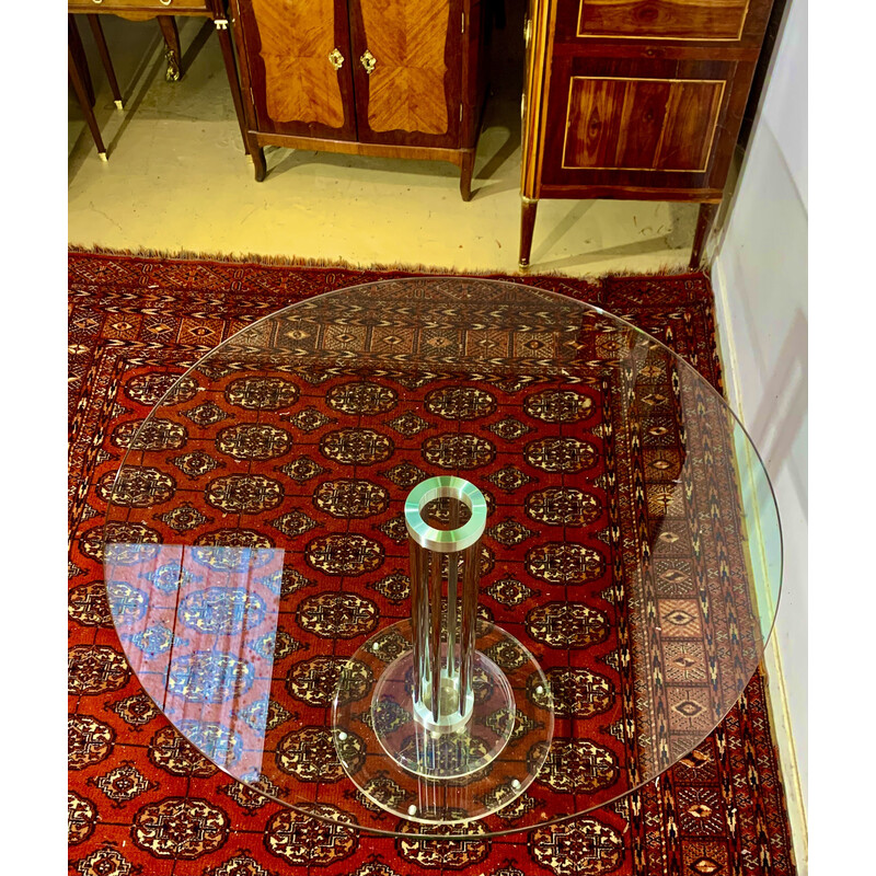 Table vintage en verre et métal chromé par Marco Zanuso, Italie